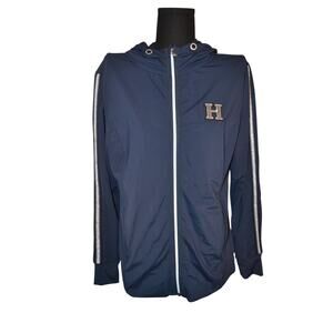 Harcour Equestrian Navy Blue Nylon Zipup with Bling missing string Size XL